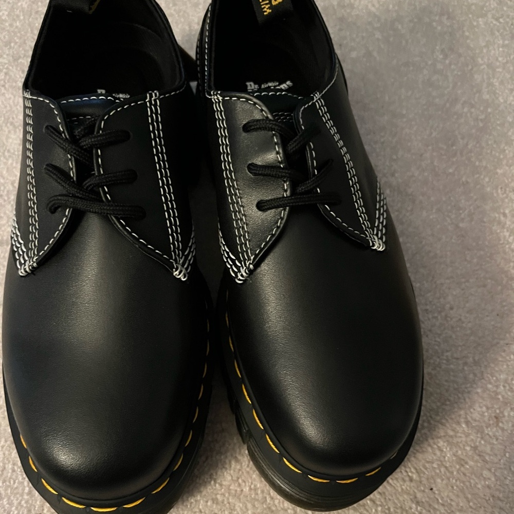 Dr. Martens Black Boots with Yellow Stitching